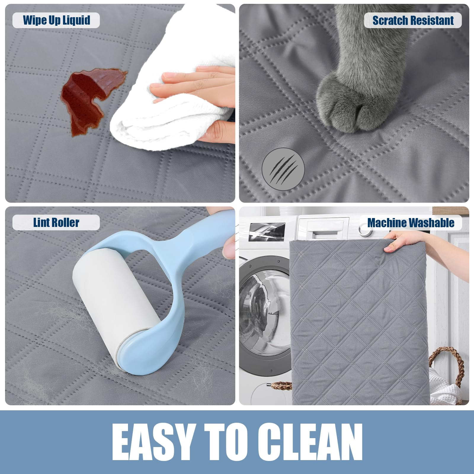 Smiry Waterproof Pet Couch Covers, Washable Dog Blankets for Couch & Bed, Reversible Sofa Cover for Living Room (30x70 Inch, Grey/Light Grey)