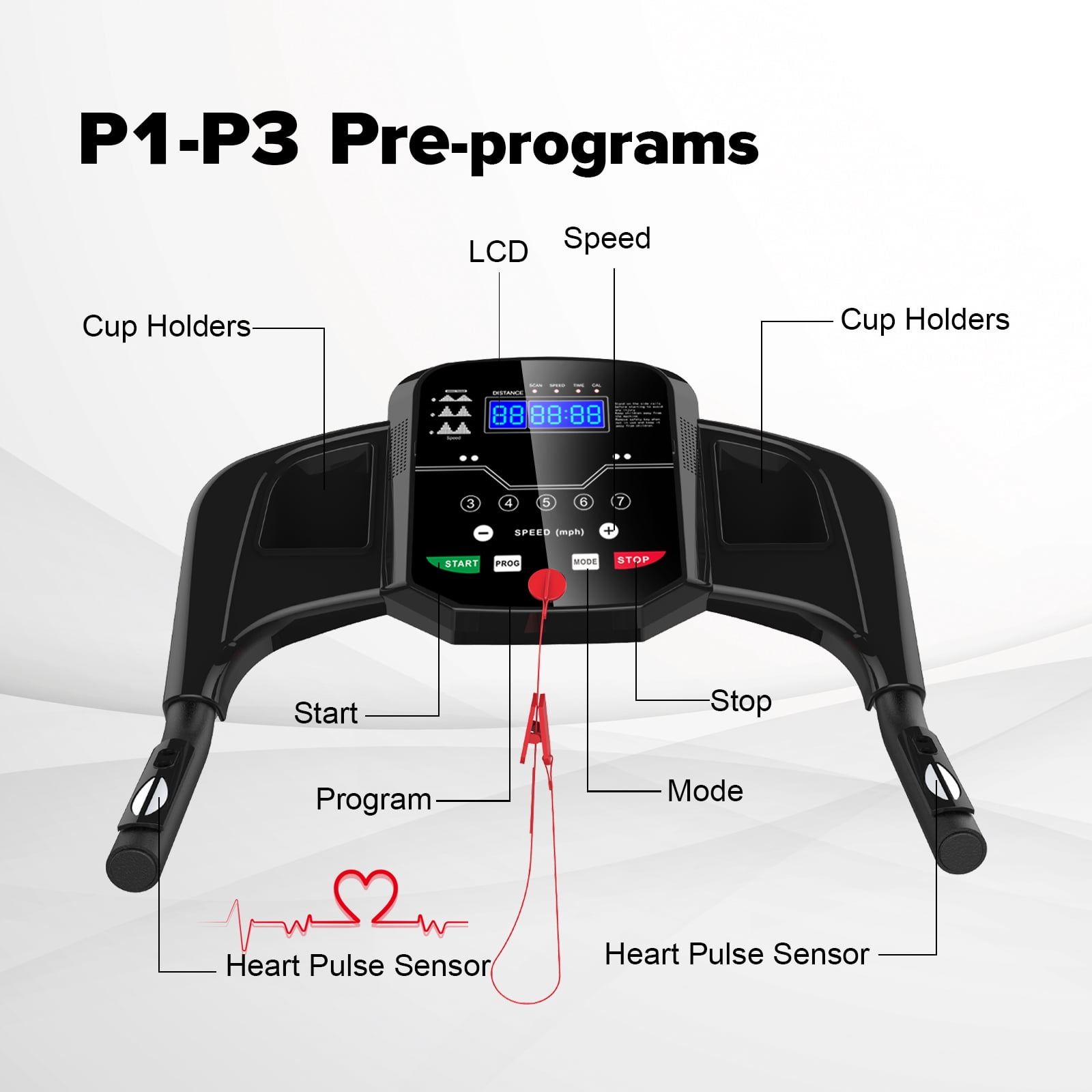 FLIMDER Foldable Treadmills for Home, 2.5HP Quiet Brushless, 7.5 MPH, Electric Running Machine For Home Office, Walking Running Exercise Treadmill with Heart Rate Sensor and LCD Display