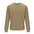 thumbnail image 4 of VSSSJ Men's Crewneck Sweatshirts Fashion Geometric Texture Long Sleeve Casual Relaxed Fit Solid Color Knit Pullover Sweatshirt Tops Beige XL, 4 of 6