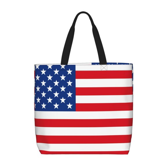Rateoe America Flags3 Print Lightweight Tote Bag for Women, Water-Resistant Shoulder Bag with Zipper, Spacious Casual Handbag for Work, School, Shopping