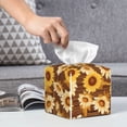 thumbnail image 6 of Gaeub Vintage Wood Grain Sunflower B Print Leather Tissue Box Cover Square,Tissue Holder,Leather Paper Case,PU Leather Tissue Box Holder Decorative for Bathroom, Home Office Decor, 6 of 7