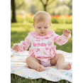 thumbnail image 5 of BemeyourBBs Baby Girl My First Birthday Outfit Clothes 1st Birthday Romper with Bow Long Sleeve Cupcake Print Bodysuit, 5 of 9