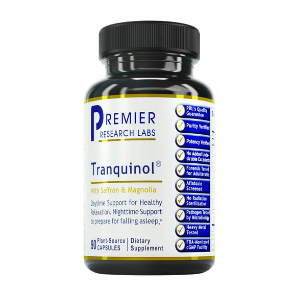 Premier Research Labs Tranquinol - Supports Calm Mind & Neurotransmitter Balance - Deep Sleep Support - With Magnesium, Turmeric, Lemon Balm & Saffron Extract - Pure Vegan - 90 Plant-Source Capsules
