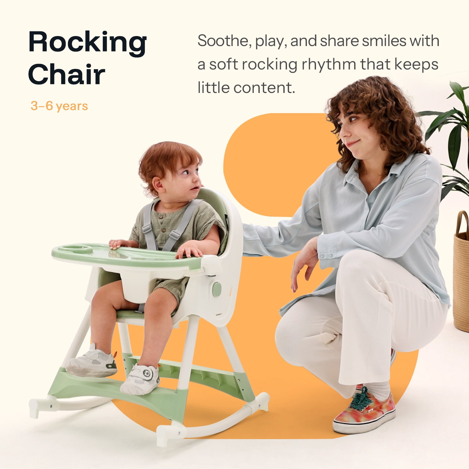 HARPPA 4-in-1 Convertible High Chair for Babies and Toddlers, Feeding Chair for Infant,Green