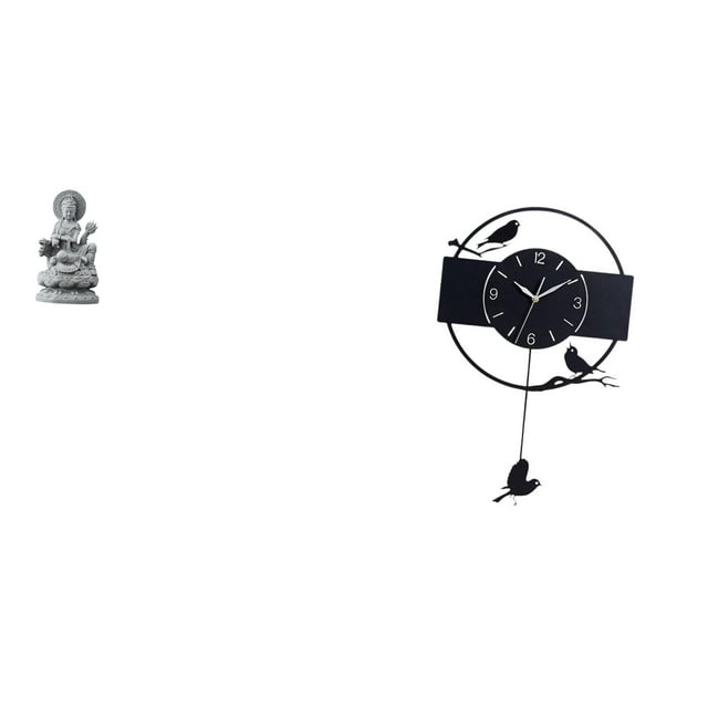 1 pieza de reloj de pared con estatua de Guan Yin, reloj colgante de pájaro, piedra acrílica, artesanía, obra de arte, decoración duradera, adecuado p