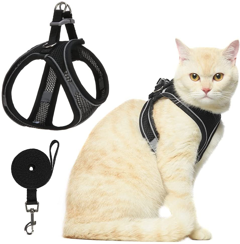 Pink Nylon Cat Walking Harness and Leash Set Girl Kitty Kitten Strap Harness 