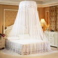 thumbnail image 2 of Mosquitera de encaje estilo princesa Nikou con forma de princesa y dosel redondo transpirable para cama blanco, 2 of 12
