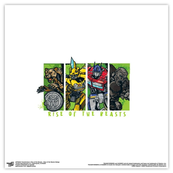 Gallery Pops Transformers: Rise of the Beasts - Rise of the Beasts Badge Wall Art, Unframed Version, 12" x 12"