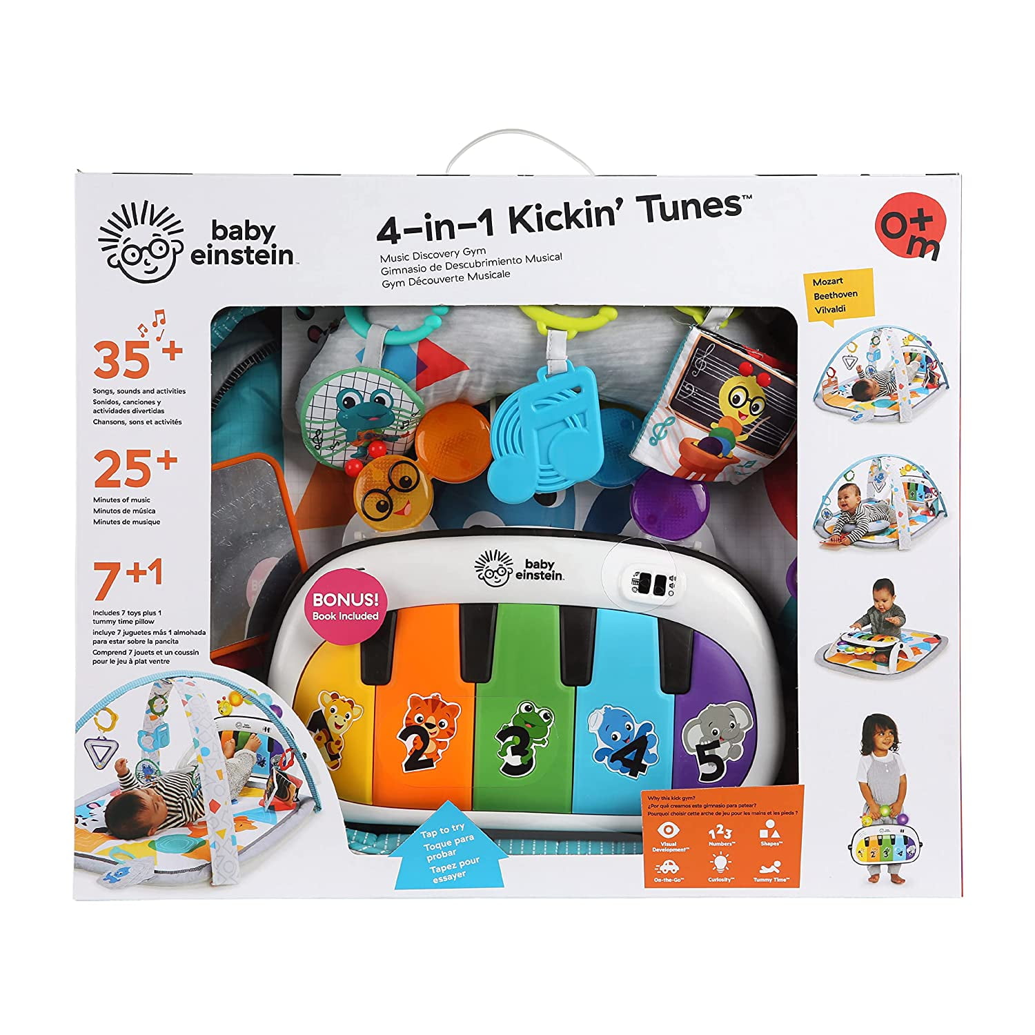  Baby Einstein 4-in-1 Kickin' Tunes Music and Language Play Gym  and Piano Tummy Time Activity Mat : Baby