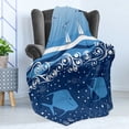 thumbnail image 4 of Seagulls Soft Flannel Fleece Blanket, Underwater Illustration Tropical Fish Sailboats Curling Waves Birds and Sea Life, Cozy Plush for Indoor and Outdoor Use, 70" x 90", Blue White, by Ambesonne, 4 of 5