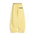thumbnail image 4 of TGPMGRZ Girls Wide Leg Sweatpants Kids Baggy Sweat Pants Oversized Elastic Waist Straight Wide Leg Joggers with Pockets #03 Yellow 10-12 Years, 4 of 5