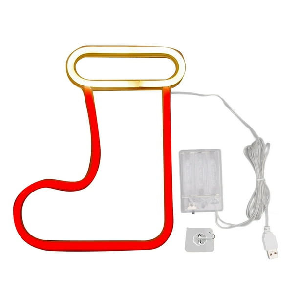 Luz de letrero de neón de bota navideña, luz de neón LED de Navidad, luces LED de decoración de pared de neón, luz de neón LED decorativa, uso conveniente Jadeshay A