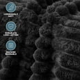 thumbnail image 6 of Queen Size Blanket, 230GSM Extra Soft Lightweight Bed Blanket with Strip , Plush Fuzzy Cozy Throws for Couch, Bed, Sofa Cozy, Warm and Breathable, 90x90" Black, 6 of 7