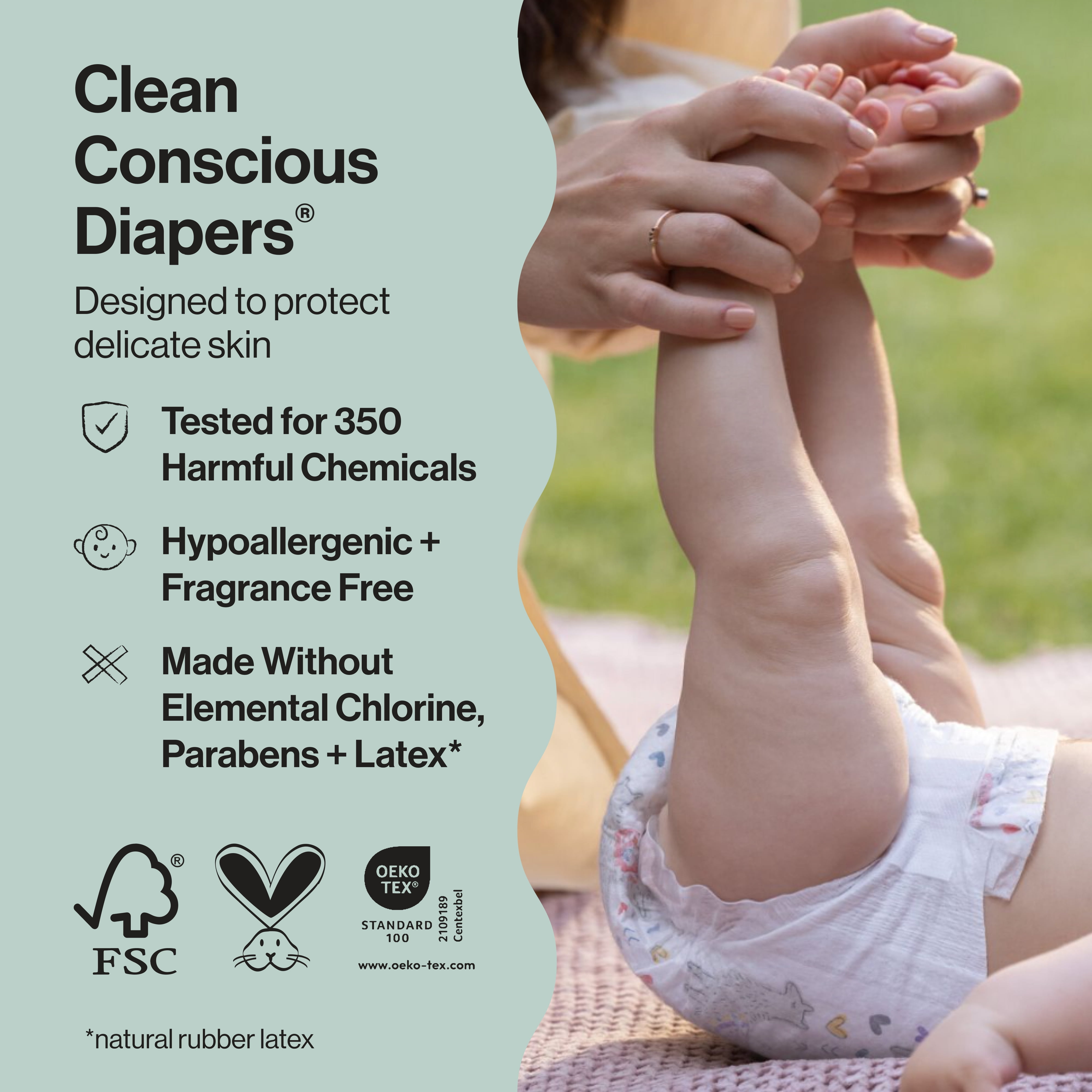 The Honest Company Clean Conscious Diapers® Up to 100% Leak Protection Designed to Protect Delicate Skin Hypoallergenic + Fragrance Free Rose Blossom + Tutu Cute, Size 1, 78 Count