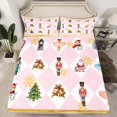 thumbnail image 2 of Homewish Fairy Tale Princess Twin Sheet Sets, Kawaii Xmas Nutcracker Guard Twin Fitted Sheet, Pink Christmas Plaid Flat Sheet, Lightweight Room Decor, 3-Piece, 2 of 7