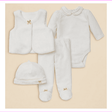 

Little Me Infant Girls Plush Vest Bodysuit Pants and Hat Set Size 6 M MSRP $52