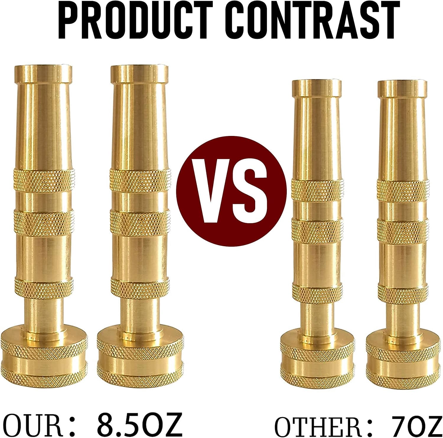 FANHAO Adjustable Twist Hose Nozzle, 4" Heavy-Duty Brass Hose Nozzle with 8 Garden Hose Rubber Washers (4 Pack)