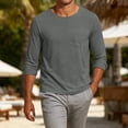 thumbnail image 4 of Long Sleeve T Shirt for Men Solid Color Basic Crew Neck Tops Casual Comfy Work Top Breathable Pullover Tshirt Dark Gray M, 4 of 9