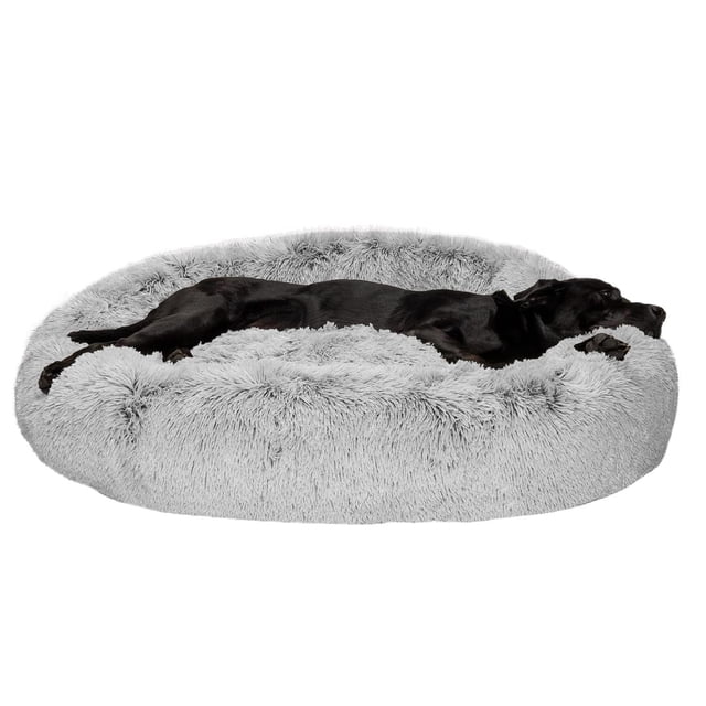 Cama Donut para Perro Furhaven Mist Gray XL Calmante con Cubierta Lavable Desmontable