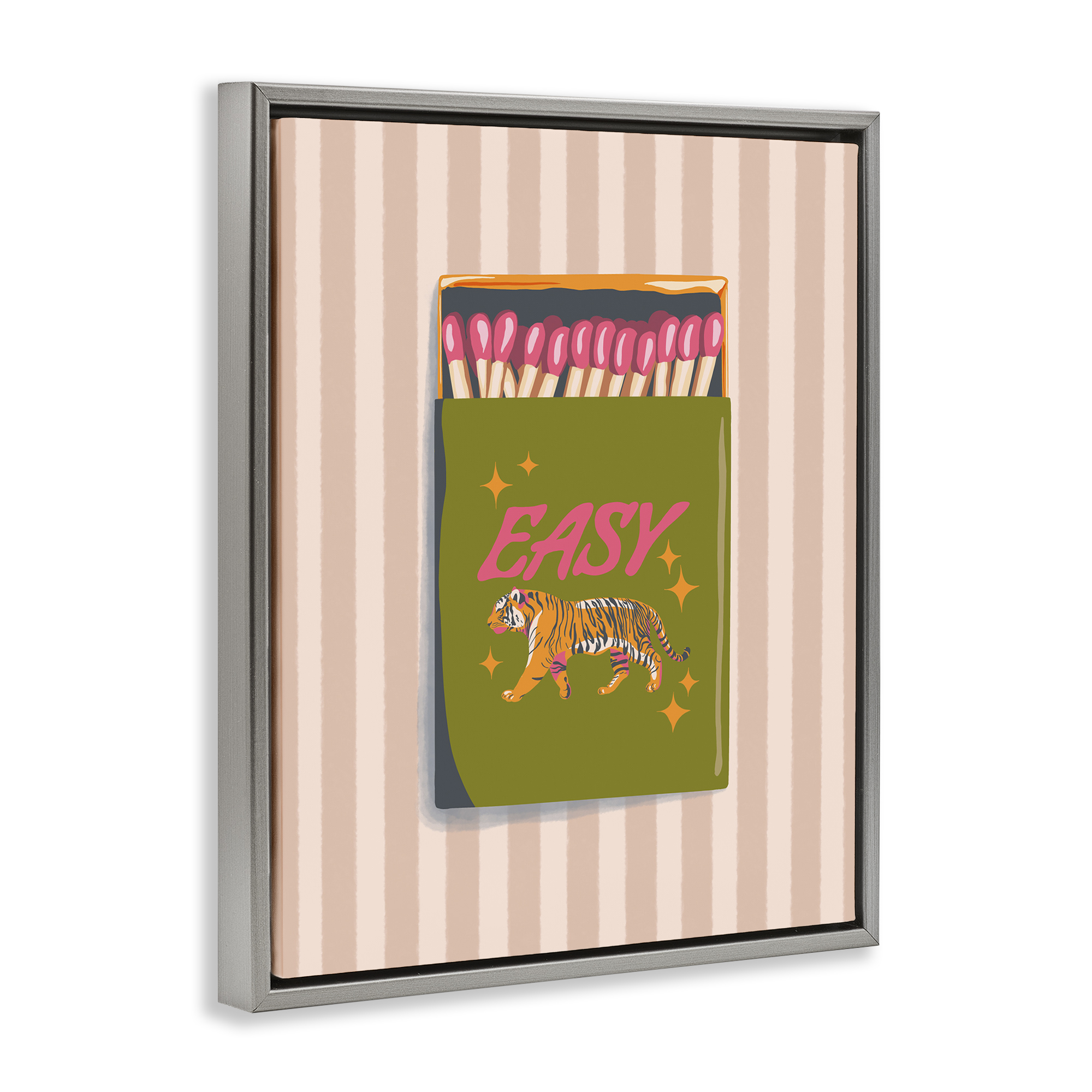 Easy Tiger Retro Matches Gray Framed Floater Canvas Wall Art, design by Elyse Anastacia