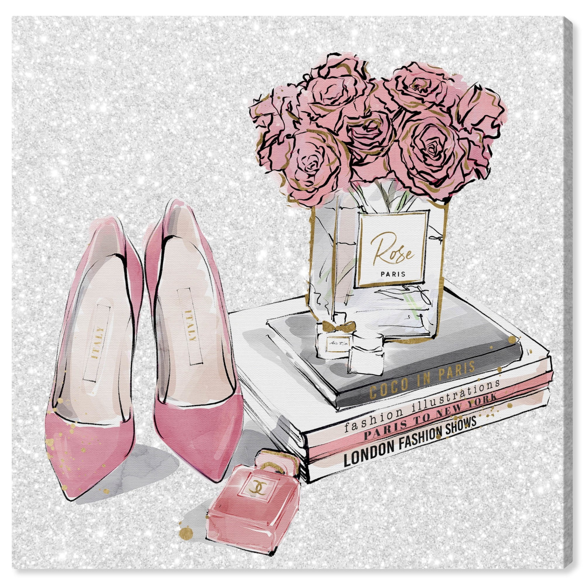Runway Avenue Fashion and Glam Canvas Art Print 'Blush Lifestyle'  Accessories - Pink 
