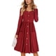 thumbnail image 2 of Vestido de cuello redondo para mujer,Vestido de manga larga Vestido midi redondo de manga larga Vestido de manga larga con botones Resultados impresionantes, 2 of 5