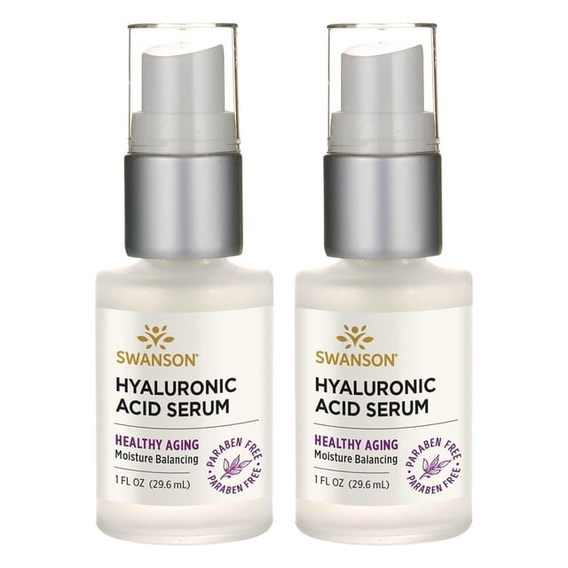 Sérum para la piel con ácido hialurónico Swanson, 60 ml, paquete de 2