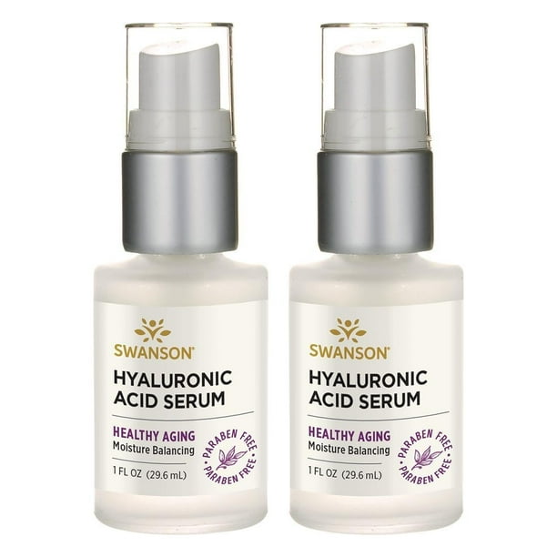 Sérum para la piel con ácido hialurónico Swanson, 60 ml, paquete de 2