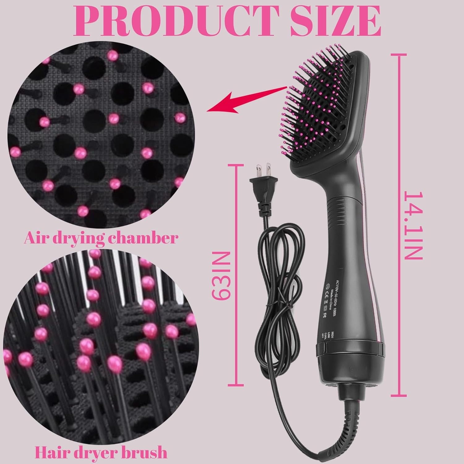 Jowenia One-Step Hair Dryer and Styler, 3 in 1 Negative Ion Blow Dryer Brush for Smooth, Frizz Free Results for All Hair TypeS