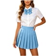 thumbnail image 2 of IUYRTFE Women's High Waisted Pleated Mini Skirt Adjustable Waist with Bow Tie School Uniform A Line Short Skirt, 2 of 9