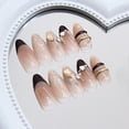 thumbnail image 3 of JZROCKER Almond Press on Nails French Styles False Nails Glossy Acrylic Nails Stick on Nails Manicure Nails Accesories for Women, 3 of 7