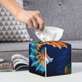 thumbnail image 6 of Sikiie Yellow Fish Seahorse Leather Tissue Box Cover Square, tissue box holder, Tissue Box with Bottom Belt-5.2”x5.2”x5.2”, 6 of 7
