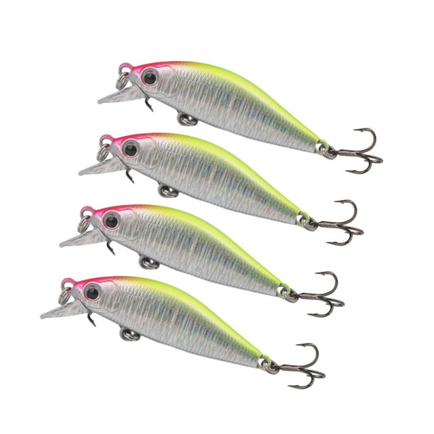 Ximing 4x Fishing Lures Crankbait Realistic Fishing Lure with Triple Hook  Hard Lure Artificial Baits for Carp Salmon Perch Panfish Pike Yellow 