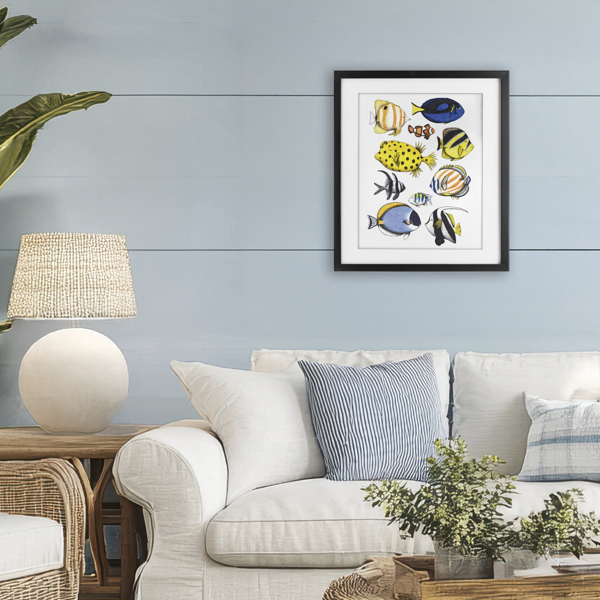 Stupell Industries Aquatic Fishes Collection Black Framed Print Under Glass, design by Cecilia Battaini