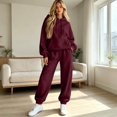 thumbnail image 5 of DORKASM Women's 2 Piece Hooded Lounge Set Matching Sweatsuits | Two Piece Lounge Sets for Women , Airport Travel Outfits, Comfy Athleisure Fall Winter Clothes ,wide Leg Palazzo Pants Wine 3XL, 5 of 5
