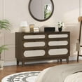 thumbnail image 3 of 6-Drawer Rattan Dresser with Charging Station – Stylish Storage for Bedroom & Living Room, Coffee Brown, 3 of 9