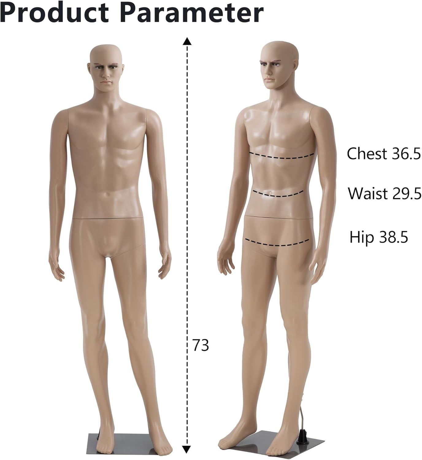 PayLessHere 69" Female Full Body Mannequin, Polyethylene with Detachable Head & Metal Base for Adult Clothing Display