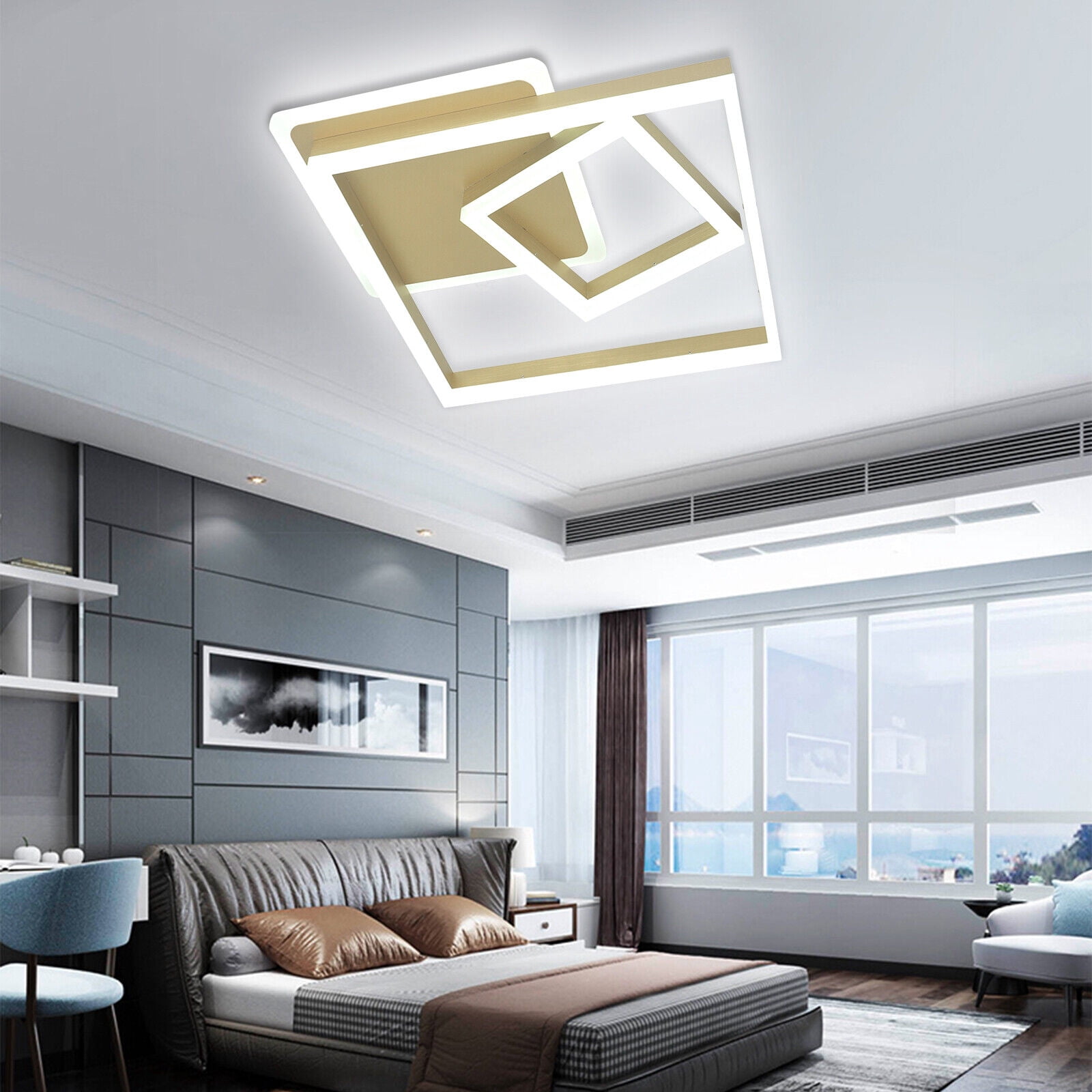 LED Modern Ceiling Light Flush Mount Kitchen Bedroom Light Fixture Square Lamp + Remote