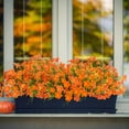 thumbnail image 5 of 6 Bundles Artificial Fake Flowers UV Resistant Plastic Plants Silk Faux Flowers for Outdoor Planters Home Indoor Outside Garden Porch Window DIY Decoration (Orange), 5 of 8