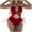 Red, variant on Fesfesfes Women Swimsuit Monokini Backless Halter Bathingsuit Hollow Out Swimwear Pool Party Bikini Beachwear Set Gifts for Her Sale