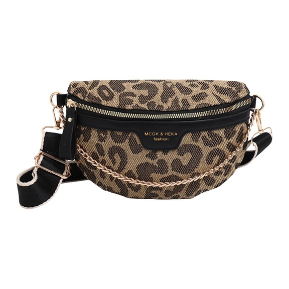 HUISZJ Leopard Printed Shoulder Bag, Trendy Fanny Crossbody Bag with Adjustable Strap, Fashion Sling Bag for Women Work Travel Outdoor (Black)