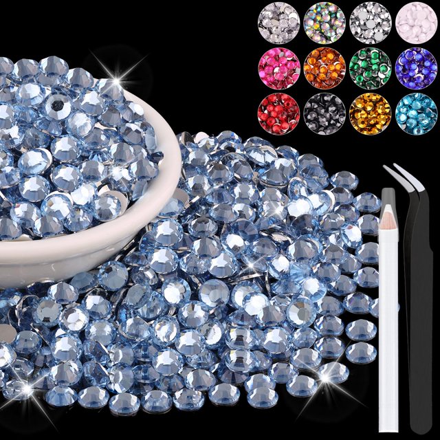 4000 diamantes de imitación de resina de 5 mm a granel (azul claro), deslumbrantes cristales planos para manualidades, decoración de uñas, gemas, dijes y adornos para vasos, zapatos, ropa y tela.
