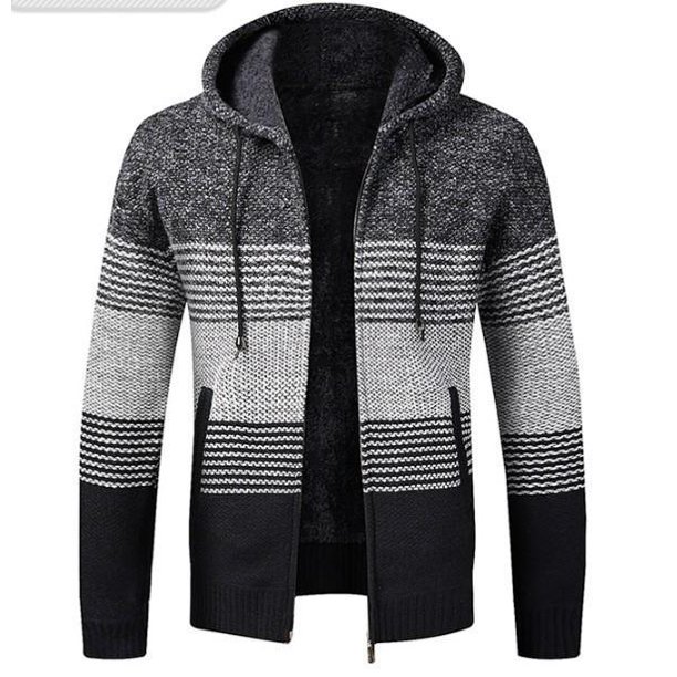 Suéter acolchado de terciopelo a juego de colores para hombre de otoño e invierno, abrigo de hombre de talla grande, cárdigan con capucha