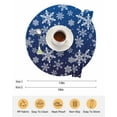 thumbnail image 6 of 15 Inch Round Placemats Set of 6, Navy Blue Snowflake Christmas Non Slip Heat Insulation PP Table Mats, Winter Xmas Snowflakes Washable Place Mats for Kitchen Dining Party Table Decor, 6 of 7