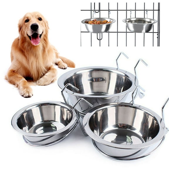 Manunclaims Stainless-Steel Hanging Pet Bowls for Dogs & Cats-Cage, Kennel, & Crate Feeder Dishes for Food & Water