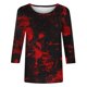 thumbnail image 5 of Fiudx Ofertas Relámpago Camiseta Estampada de Halloween a La Moda para Mujer, Blusa de Mangas 3/4, Tops Informales con Cuello Redondo, 5 of 5