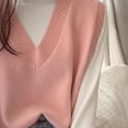 thumbnail image 3 of Chaleco de punto para mujer,Chaleco de punto con cuello en V, suéter informal, camiseta sin mangas, chaleco, características líderes en la clase, 3 of 5