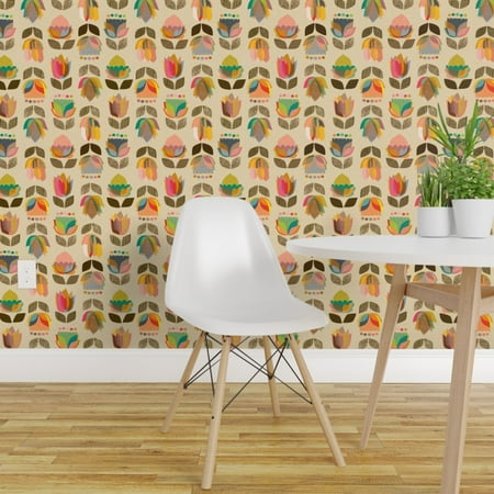 Peel And Stick Removable Wallpaper Mid Century Floral Home Kitchen