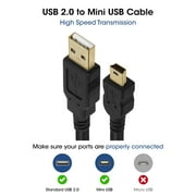 Cmple - Mini USB Cable 6ft USB A to Mini B Data Transfer USB Charging Cable 5 Pin Mini USB to USB Male to Male Cable for PC, Laptop, Car Dash Cam, Digital Camera - Black