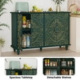 thumbnail image 4 of HLR 48"W Vintage Wood 4 Doors Sideboard Buffet Cabinet with Storage for Living Room, Credenza Green., 4 of 7